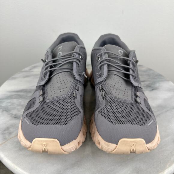 Women On Cloud 5 Gray Athletic Casual Running Sneakers Zinc I Shell (Sz 7.5) - Picture 6 of 12